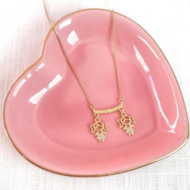 GARGANTILHA CANGA DUAS MENINAS CRAVEJADA