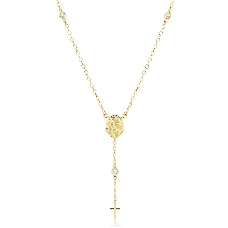 GARGANTILHA ESTILO ROSÁRIO NOSSA SENHORA - CRISTAL