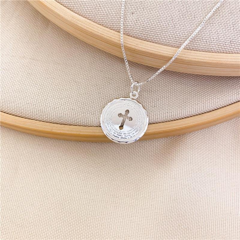 GARGANTILHA MEDALHA PAI NOSSO BANHADO A PRATA