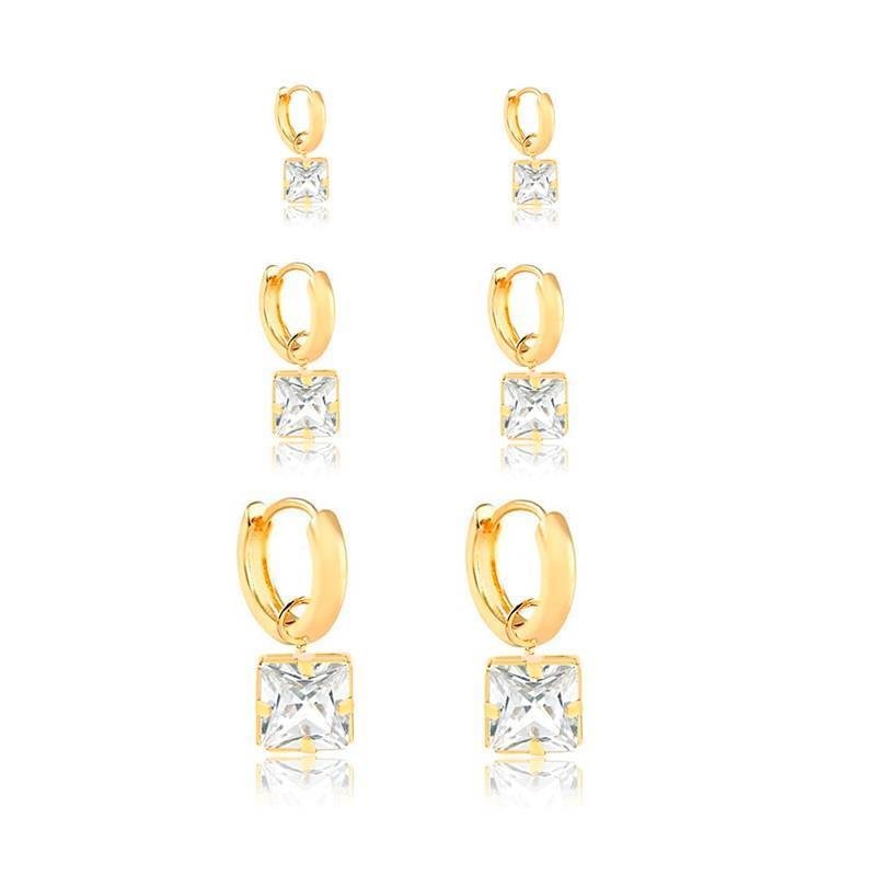 KIT DE ARGOLA QUADRADO - CRISTAL