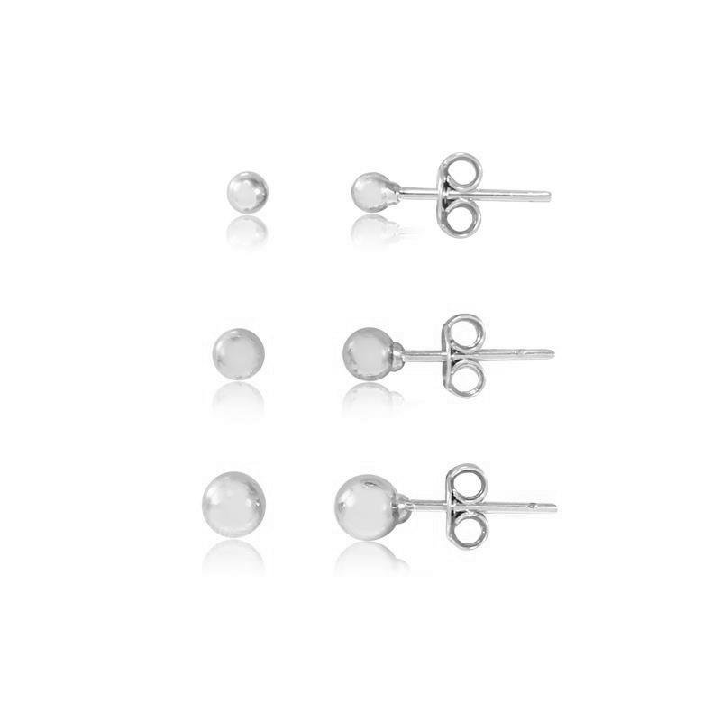 KIT DE BRINCOS BOLA LISA BANHADO A PRATA