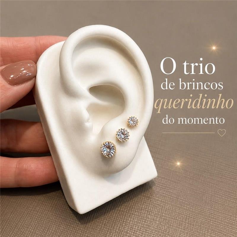 KIT DE BRINCOS ZIRCÔNIA