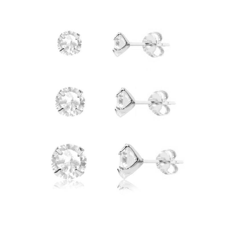 KIT DE BRINCOS ZIRCÔNIA - CRISTAL