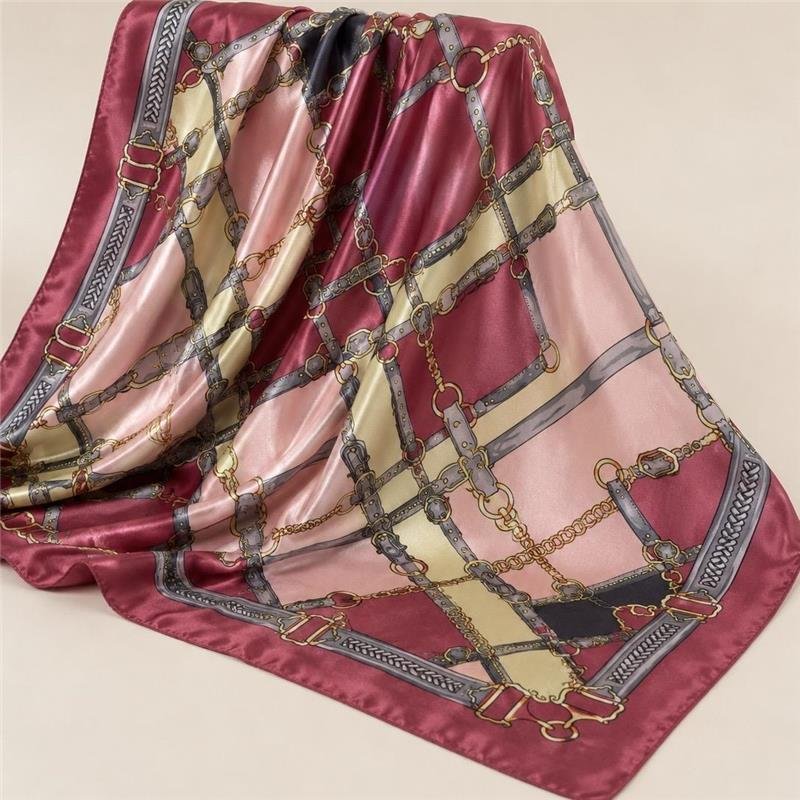 LENÇO DE CETIM ESTAMPADO ELEGANCE 90X90 - ROSÉ