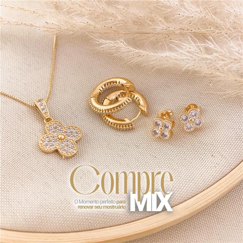 MIX DOURADO TREVO CRAVEJADO – 3 PEÇAS