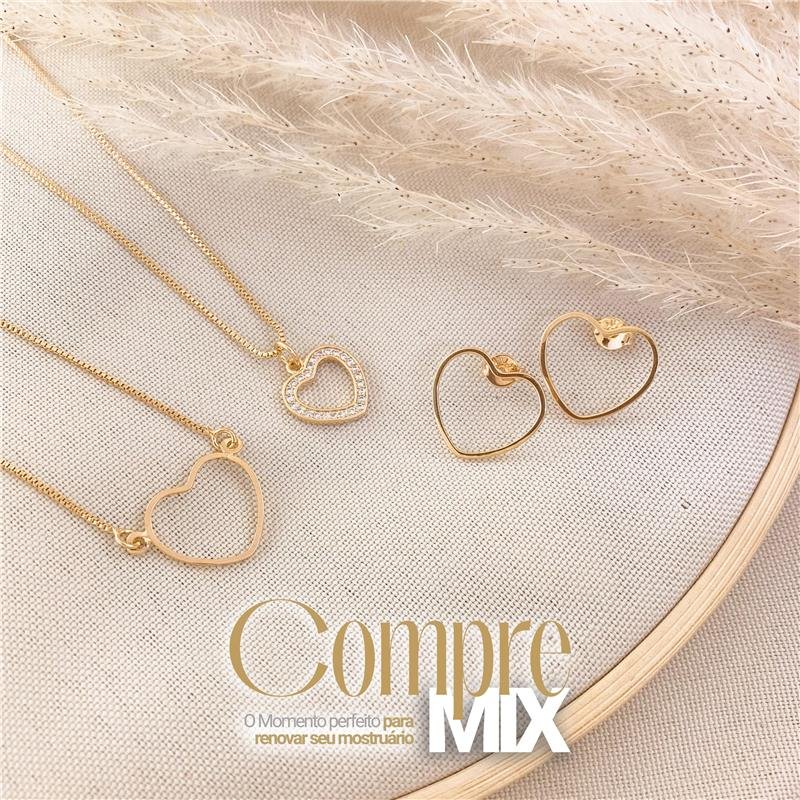 MIX DOURADO CORAÇÃO ELEGANCE – 3 PEÇAS