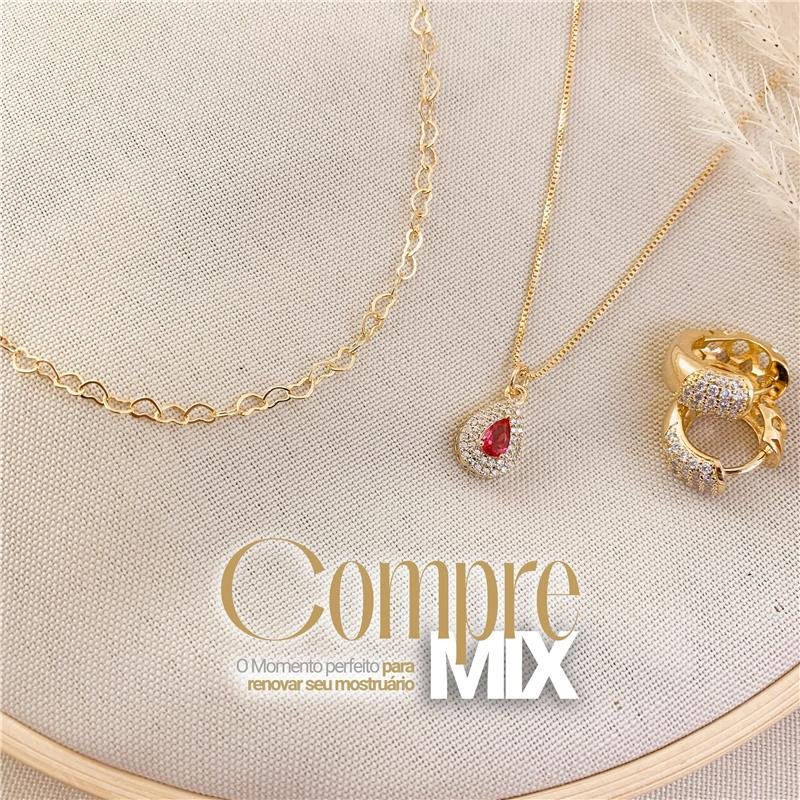 MIX DOURADO GOTA RUBI – 3 PEÇAS