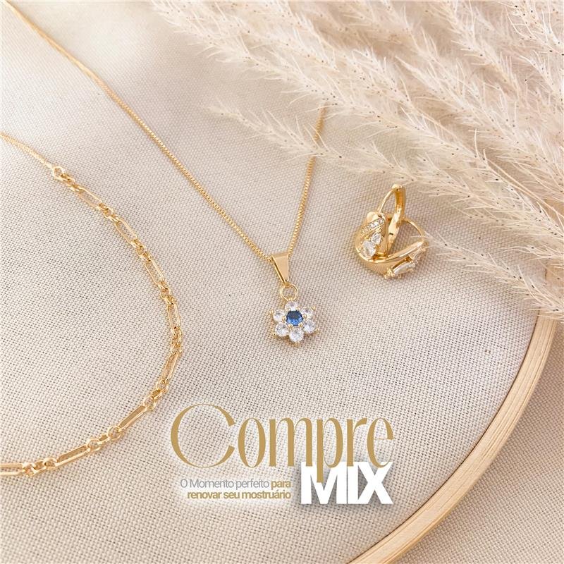 MIX DOURADO FLOR SAFIRA – 3 PEÇAS