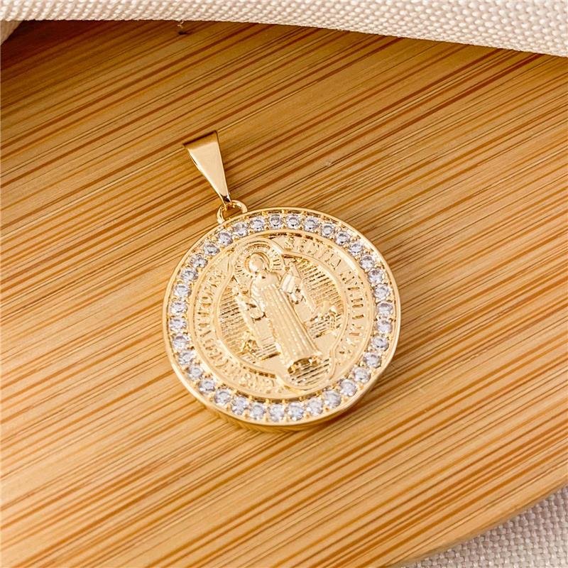 PINGENTE MEDALHA SÃO BENTO CRAVEJADO - CRISTAL