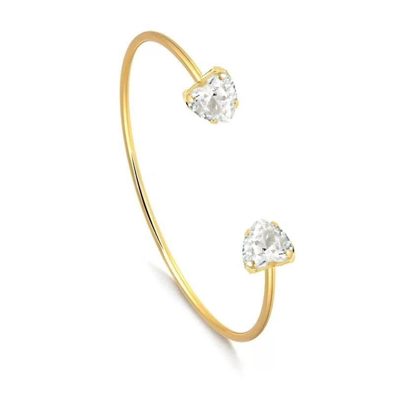 BRACELETE ABERTO COM DETALHE CORAÇÃO - CRISTAL