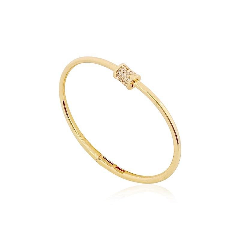 BRACELETE ARCO OVAL FIO TUBO CRAVEJADO - CRISTAL