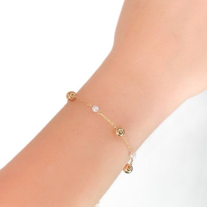 PULSEIRA BOLA LISA E PÉROLA