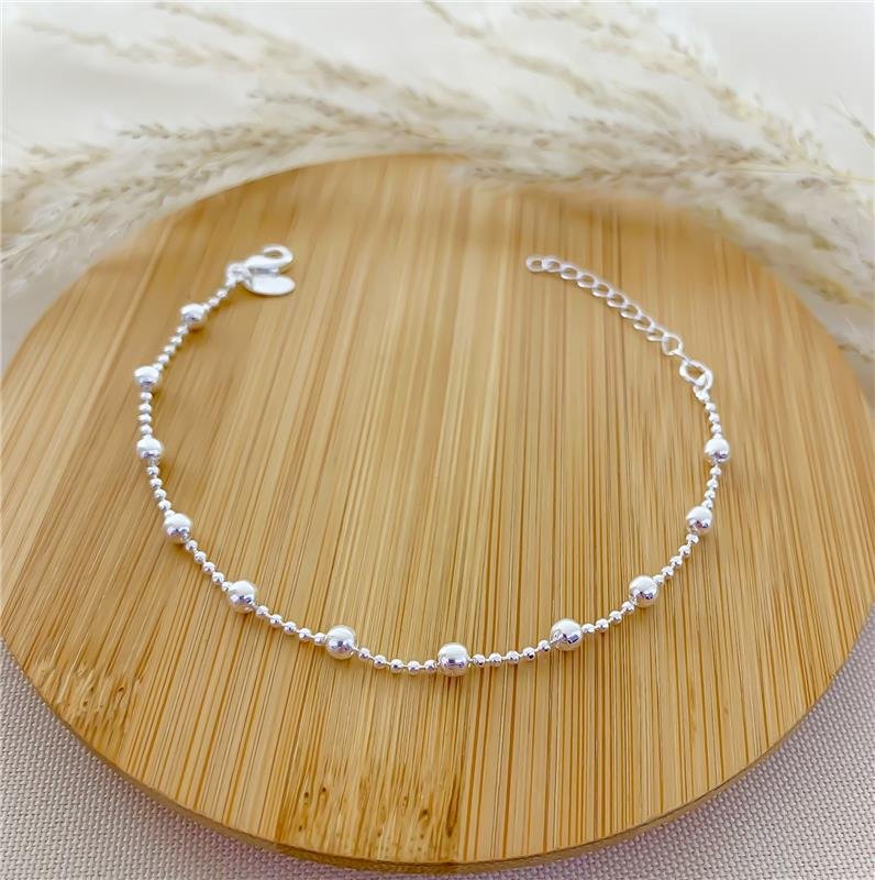 PULSEIRA BOLINHA LISA BANHADO A PRATA