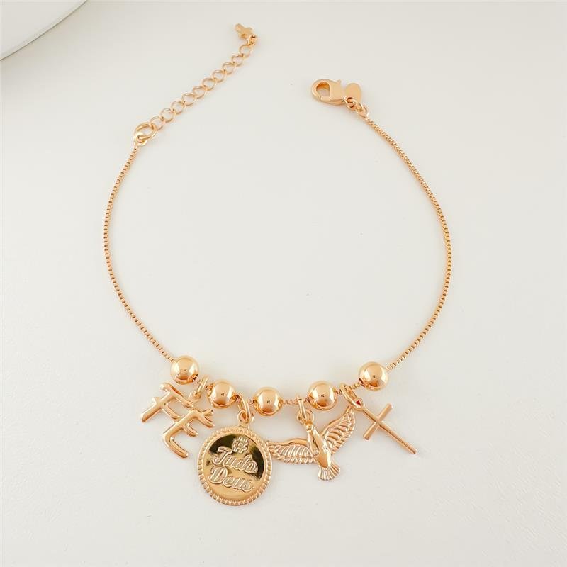PULSEIRA VENEZIANA COM PINGENTES FÉ
