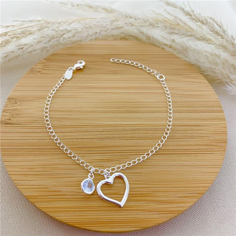 PULSEIRA CORAÇÃO BANHADO A PRATA