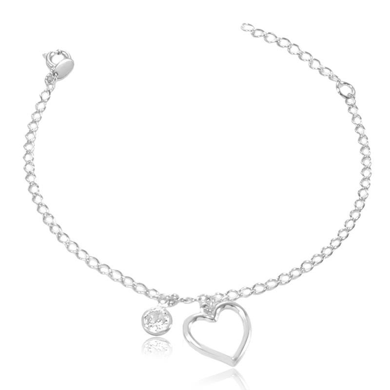 PULSEIRA CORAÇÃO BANHADO A PRATA - CRISTAL