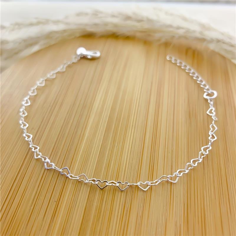 PULSEIRA DELICADA CORAÇÃO BANHADO A PRATA