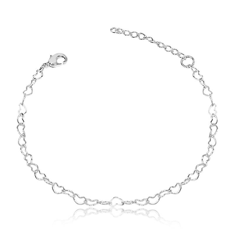 PULSEIRA DELICADA CORAÇÃO BANHADO A PRATA