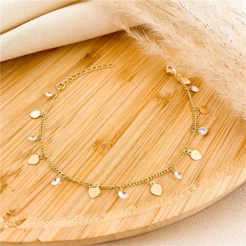 PULSEIRA DELICADA CORAÇÕES E PONTO DE LUZ