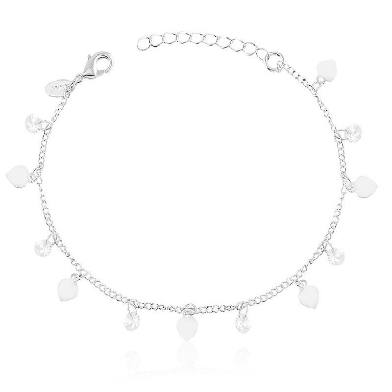 PULSEIRA DELICADA CORAÇÕES E PONTO DE LUZ - CRISTAL