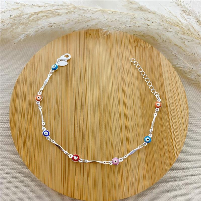 PULSEIRA DELICADA OLHO GREGO BANHADO A PRATA