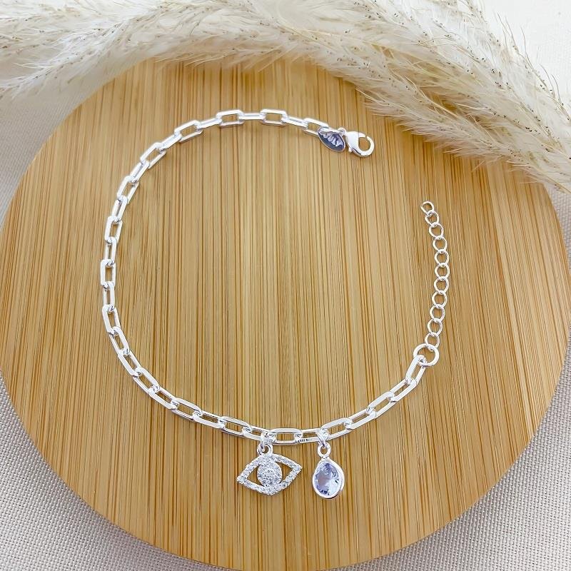 PULSEIRA ELOS CARTIER OLHO GREGO BANHADO A PRATA