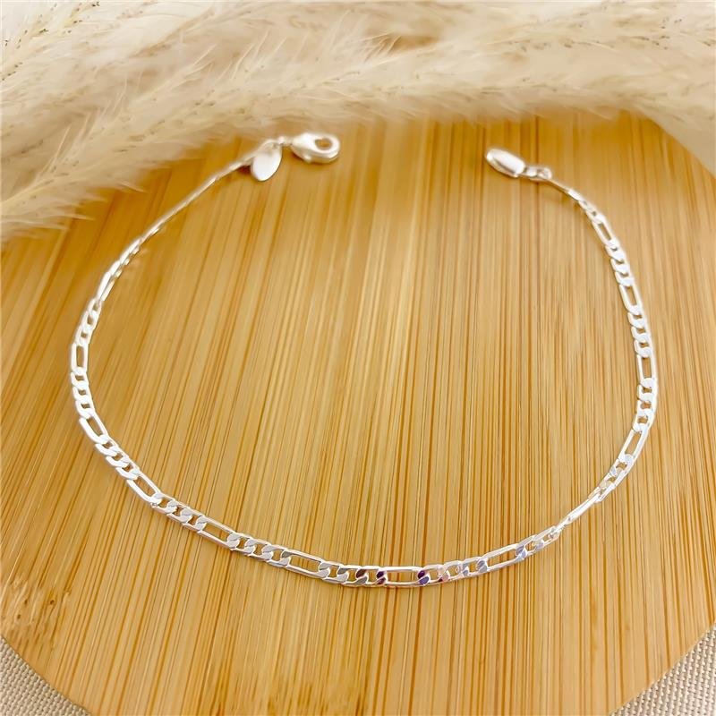 PULSEIRA MASCULINA ELOS 2MM/21CM BANHADO A PRATA