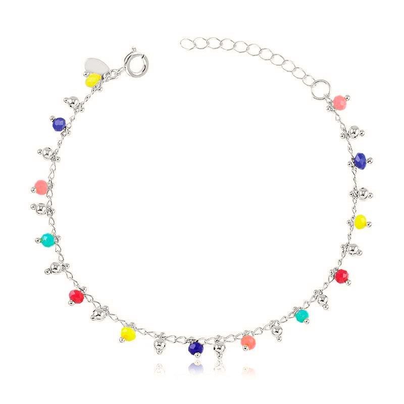 PULSEIRA MIÇANGA BANHADO A PRATA - COLORIDA