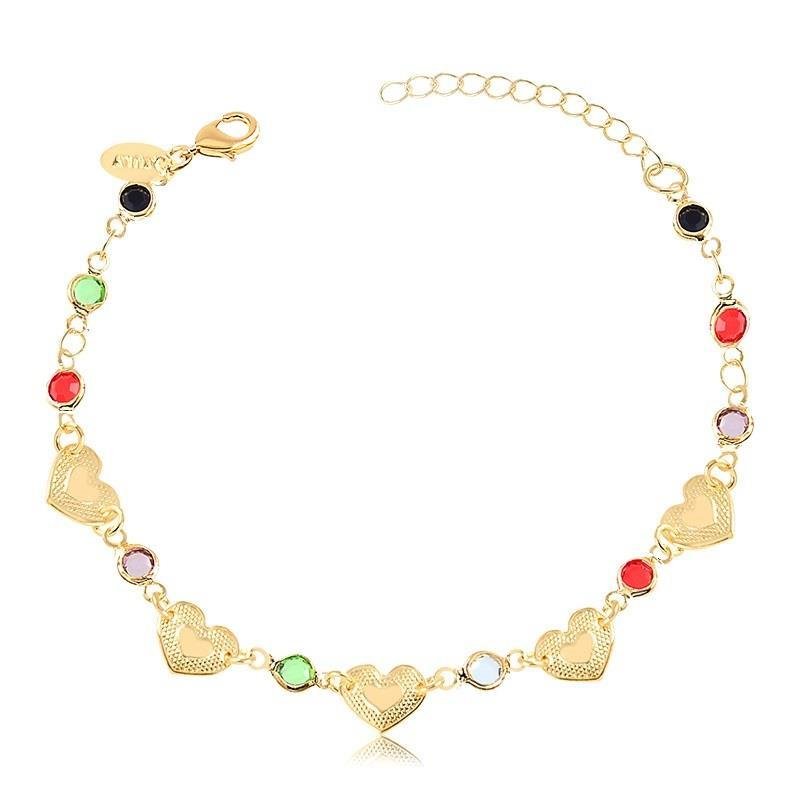 PULSEIRA CORAÇÕES E PEDRINHAS - COLORIDA