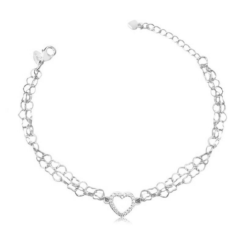 PULSEIRA DUPLA CORAÇÃO CRAVEJADO - CRISTAL