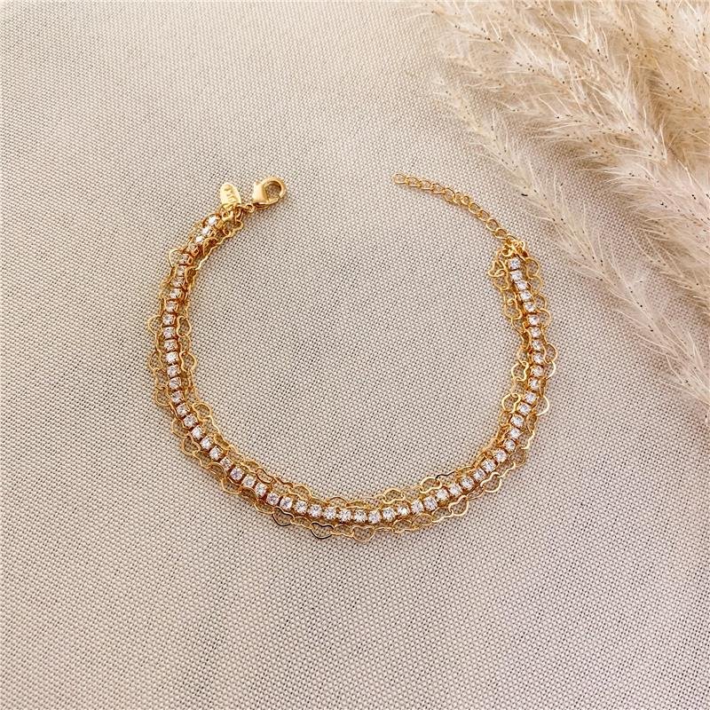 PULSEIRA TRÊS FIOS CORAÇÃO-RIVIERA - CRISTAL