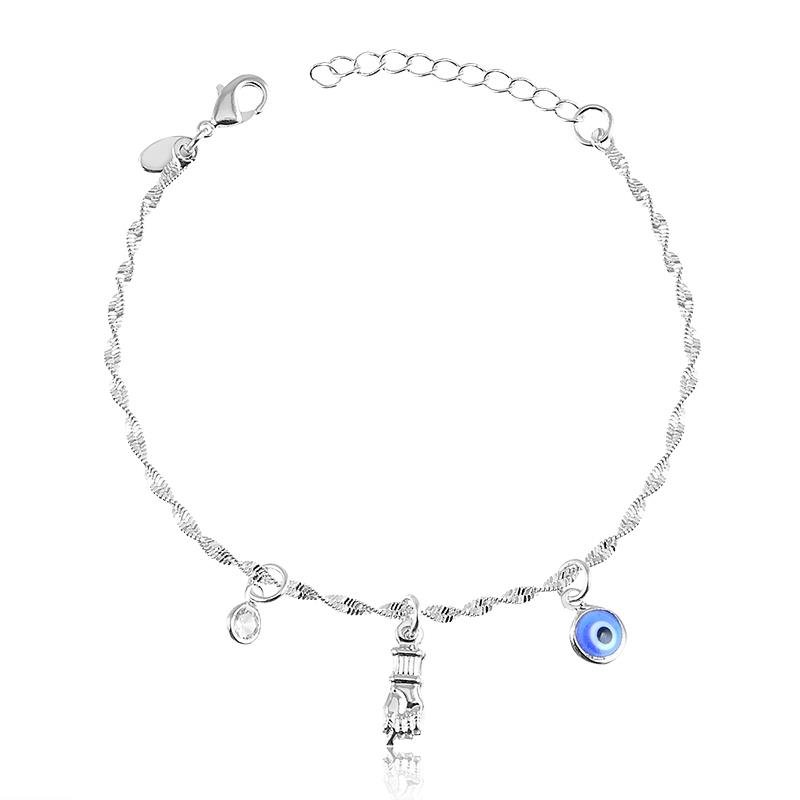PULSEIRA CORRENTE TORCIDA FIGA E OLHO GREGO - AZUL