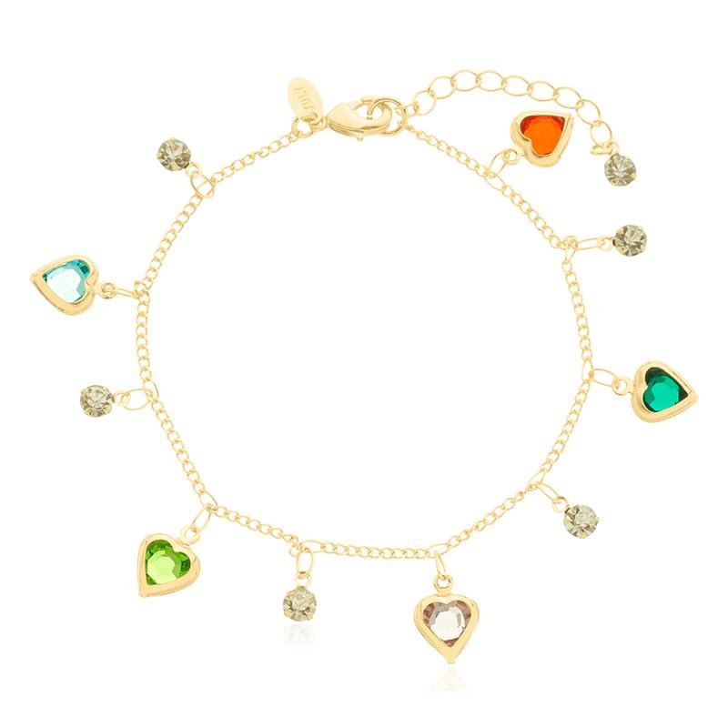 PULSEIRA CORAÇÕES PEDRINHAS
