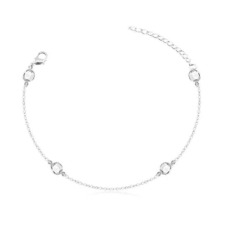 PULSEIRA ELOS COM PEDRAS REDONDA - CRISTAL