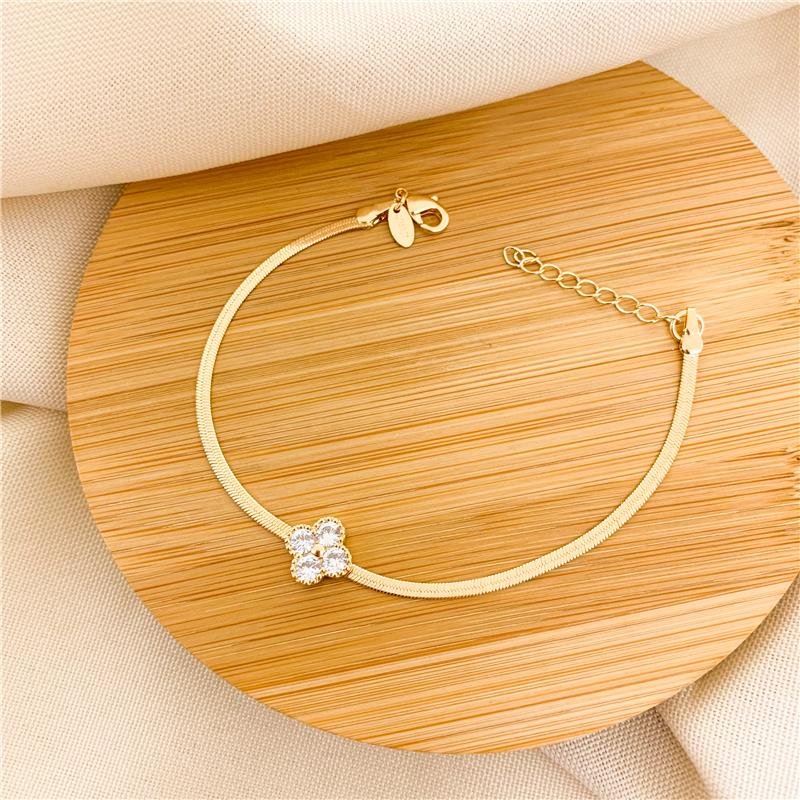 PULSEIRA FITA FLOR TREVO - CRISTAL