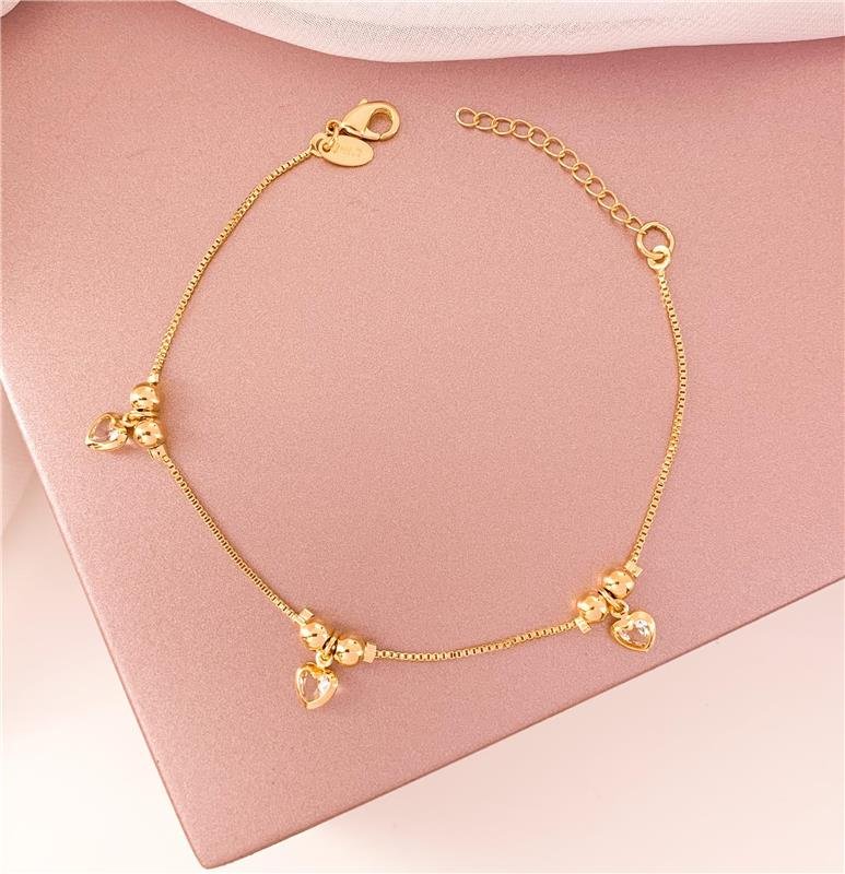PULSEIRA VENEZIANA BOLINHA CORAÇÃO - CRISTAL