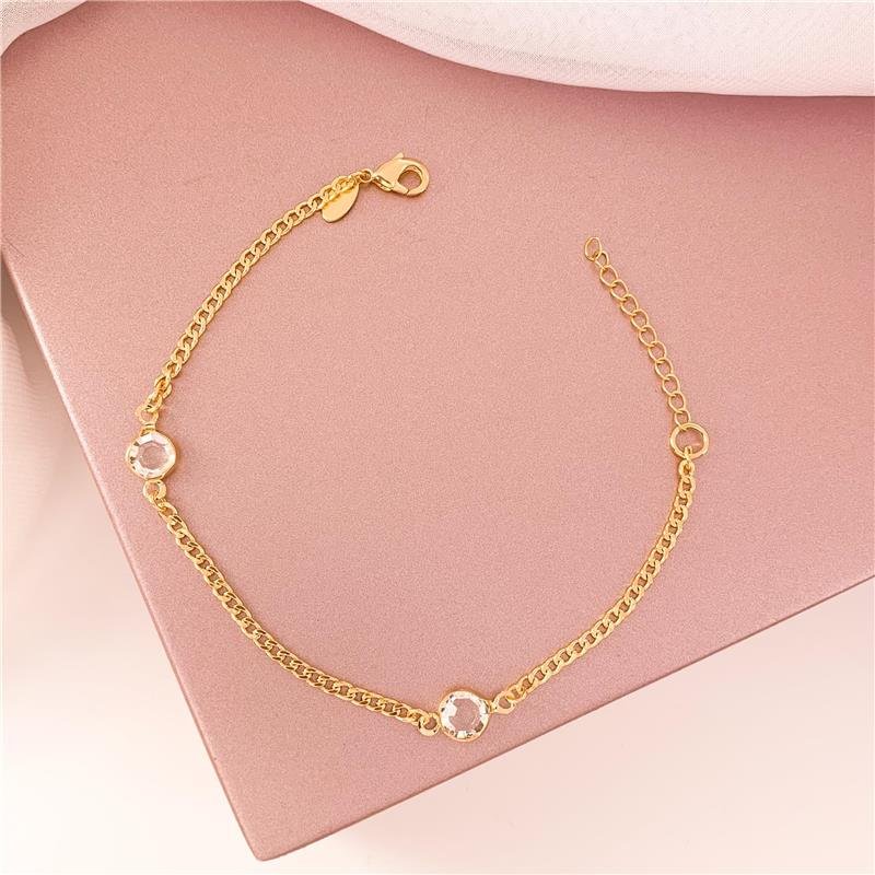 PULSEIRA ELOS IGUAIS COM PEDRINHAS REDONDA - CRISTAL