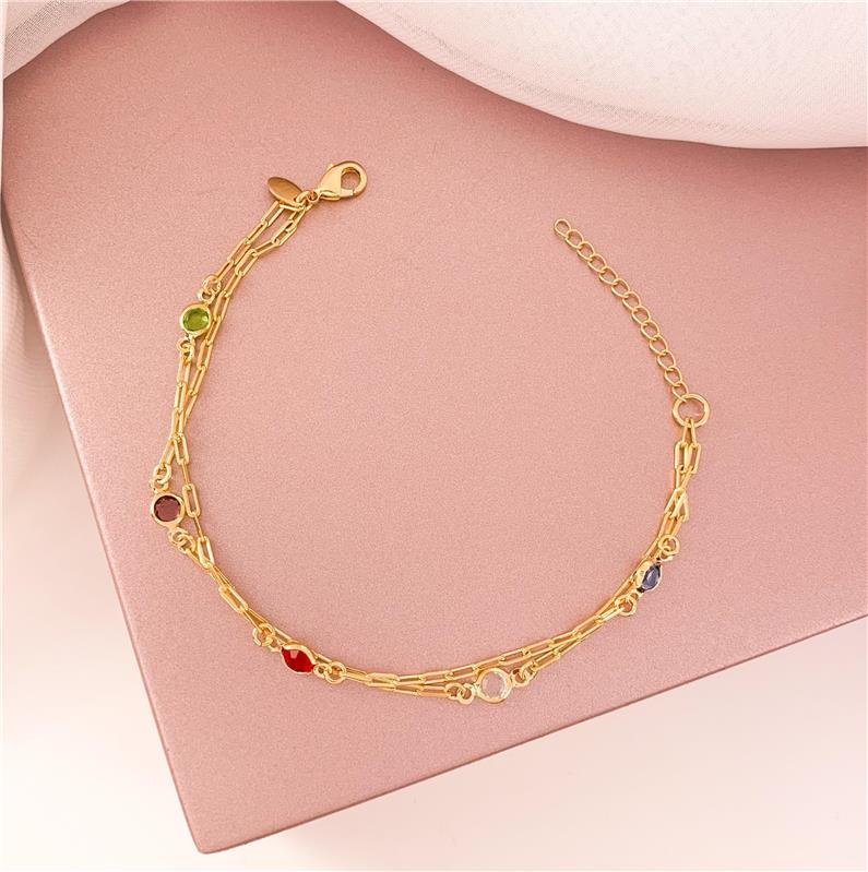 PULSEIRA DUPLA CARTIER COM PEDRINHAS - COLORIDA