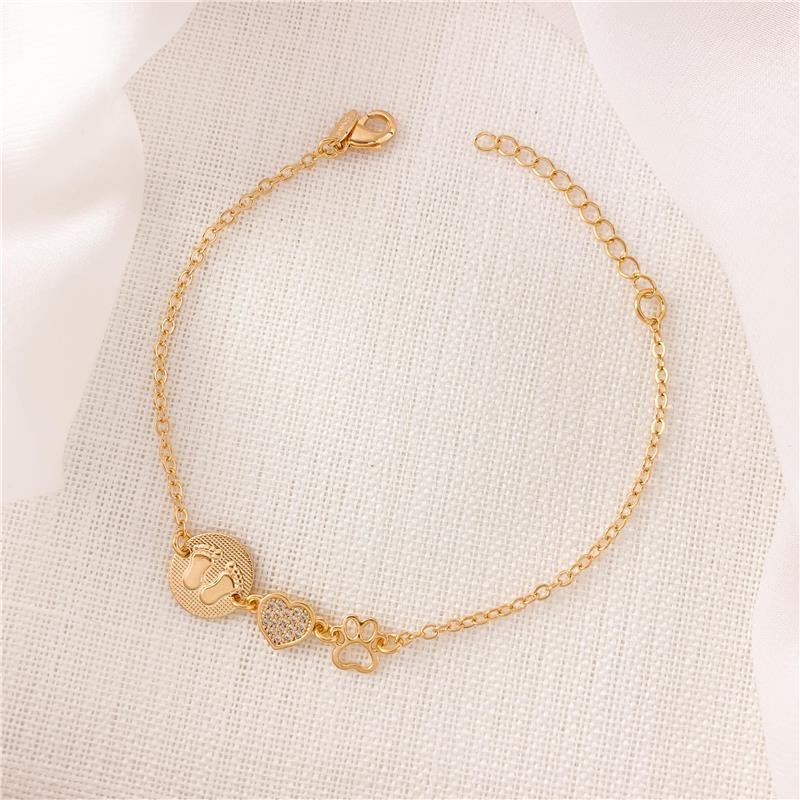 PULSEIRA ELOS PATINHA CORAÇÃO CRAVEJADO - CRISTAL