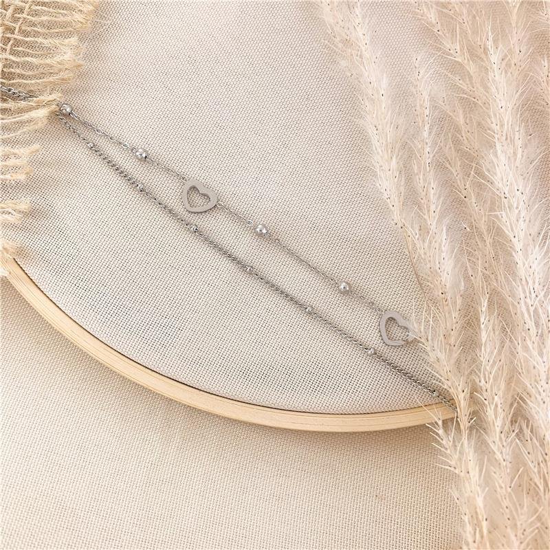 PULSEIRA DUPLA ELOS BOLINHA CORAÇÃO