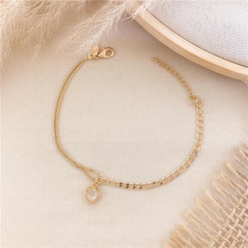 PULSEIRA DUPLA VENEZIANA-ELOS IGUAIS CORAÇÃO - CRISTAL