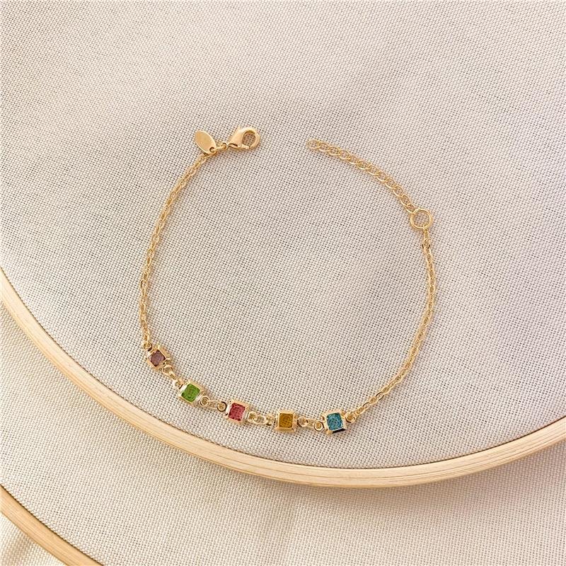 PULSEIRA ELOS COM PEDRAS QUADRADO - COLORIDA