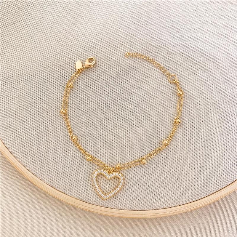 PULSEIRA DUPLA BOLINHA CORAÇÃO - CRISTAL