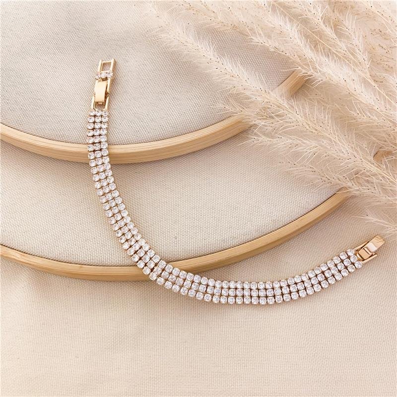 PULSEIRA RIVIERA TRÊS FILEIRAS CRAVEJADO - CRISTAL