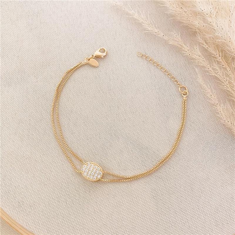 PULSEIRA DUPLA VENEZIANA OVAL CRAVEJADO - CRISTAL