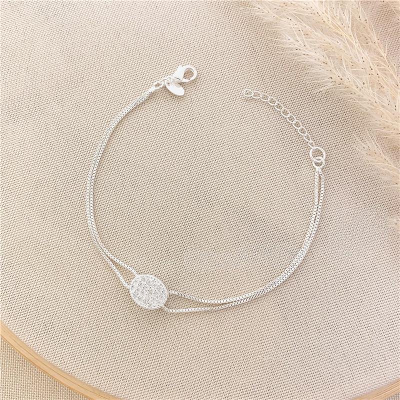 PULSEIRA DUPLA VENEZIANA OVAL CRAVEJADO - CRISTAL