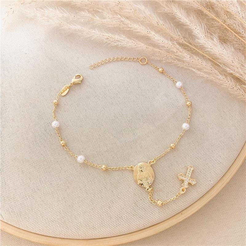 PULSEIRA ROSÁRIO PÉROLA NOSSA SENHORA - CRISTAL