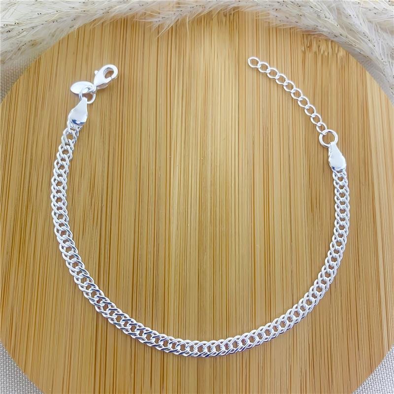 PULSEIRA ELOS GROUMET DUPLO/3MM BANHADO A PRATA