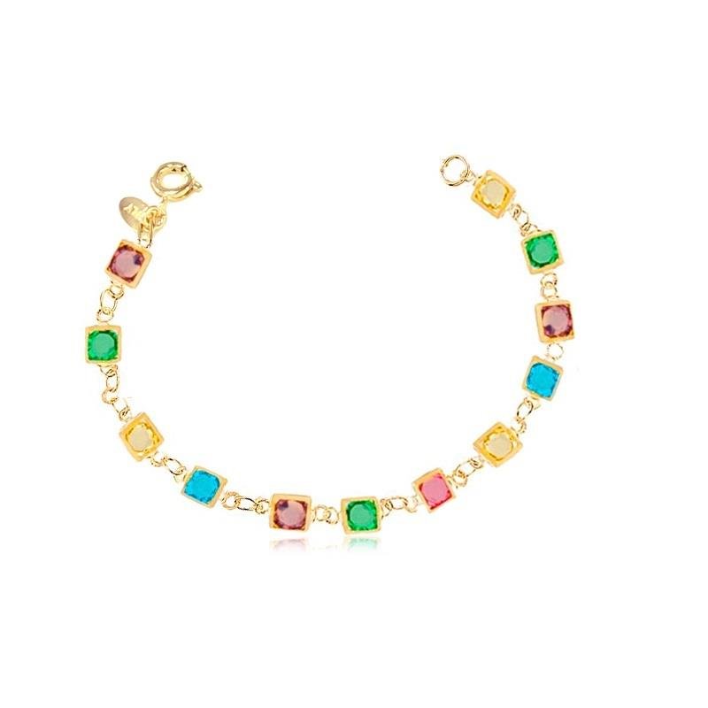 PULSEIRA INFANTIL PEDRINHAS QUADRADO - COLORIDA