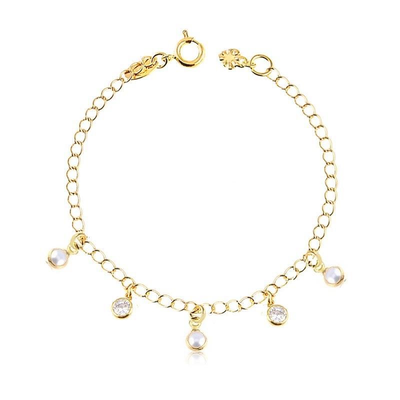 PULSEIRA INFANTIL PÉROLA E PONTO DE LUZ - CRISTAL
